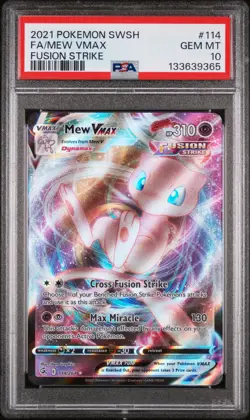Mew Vmax Pokemon Sword & Shield Fusion Strike 114 NM PSA 10 - Image 1