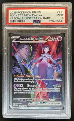 2025 Pokemon Destined Rivals Team Rocket's Mewtwo ex #231/182 PSA 9 - Image 1