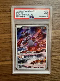 2023 POKEMON PAR EN-PARADOX RIFT ILLUSTRATION RARE #199 GROUDON PSA 9 - Image 1