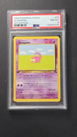 PSA 8 Slowpoke 55/62 Fossil 1st Edition Common Pokemon 1999 - Image 1