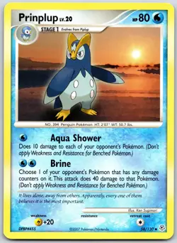 POKEMON DIAMOND & PEARL PRINPLUP 58/130 UNCOMMON NON HOLO NM - Image 1