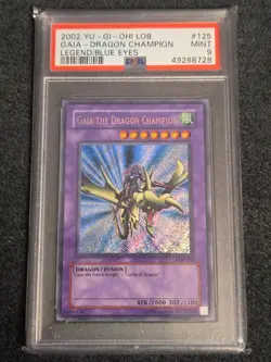 Yu-Gi-Oh! Gaia the Dragon Champion LOB-125 Unlimited Secret Rare PSA 9 Original - Image 1
