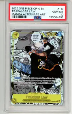 PSA GEM MT 10 One Piece Trafalgar Law (119) (Parallel) OP10-119 Royal Blood Foil - Image 1