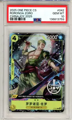 PSA GEM MT 10 One Piece Roronoa Zoro P-042 Chinese China Joy 2025 Promo Foil - Image 1