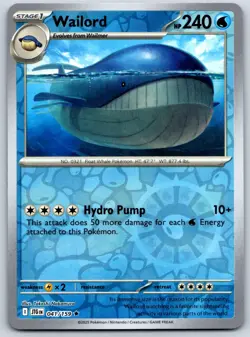 Wailord - Reverse Holo Journey Together 041/159 Pokemon Card NM - Image 1