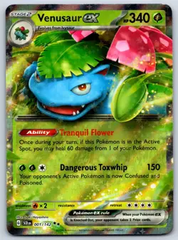Venusaur ex - Stellar Crown 001/142 Pokemon Card NM - Image 1