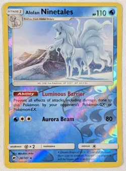 Pokemon SM - Burning Shadows Alolan Ninetales #28/147 Reverse Holo Rare - Image 1
