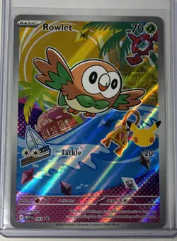 Rowlet Full Art Promo Holo Basic Pokemon TCG 043 English Grass 70HP - Image 1