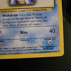 Pokemon TCG - WARTORTLE - 42/102 - UK 4TH PRINT - BASE SET (1999/2000) - LP/NM - Image 3