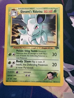 Pokemon TCG- 1999 WoTC - Giovanni's Nidorina 44/132- Gym Challenge- LP, Rare! - Image 1