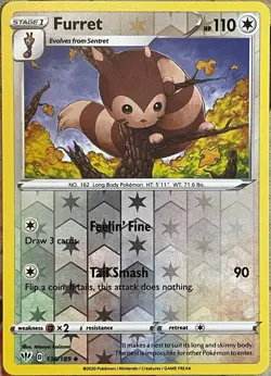 Furret Reverse Holo - 136/189 - Darkness Ablaze Pokemon 2020 - Image 1