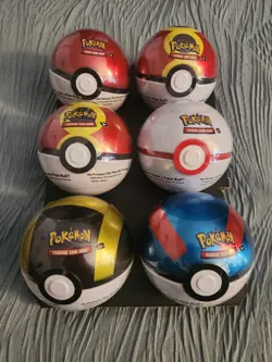 6 Pokemon Pokeball Tins Factory Sealed Costco Destined Rivals Journey Surging!!! - Image 1