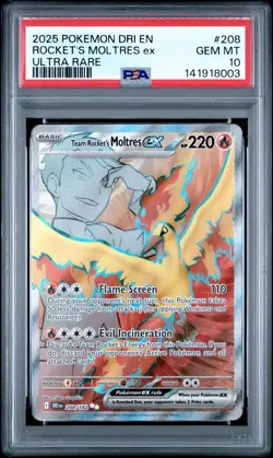 2025 POKEMON DRI EN-DESTINED RIVALS ULTRA RARE TEAM ROCKET'S MOLTRES EX PSA 10 - Image 1