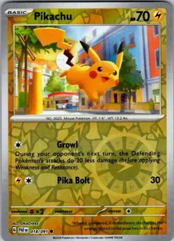 Pokemon | SV: Paldean Fates | Pikachu - | 018/091 | Reverse Holo | NM - Image 1