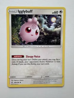 Igglybuff 168/236 Cosmic Eclipse Pokemon Card NM Pokemon TCG - Image 1