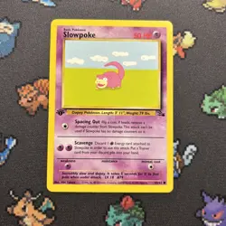 1st Edition Slowpoke 55/62 LP/EX -Vintage Pokemon Card- Fossil (8q) - Image 1