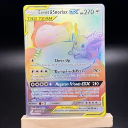 Eevee & Snorlax GX 191/181 - Pokemon Team Up Sun & Moon Secret Rare Card NM-LP - Image 1
