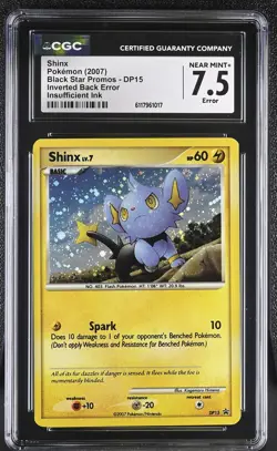 CGC 7.5 ERROR Shinx Black Star Promo Holo DP15 Inverted Back Error Pokemon Card - Image 1