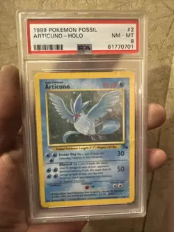 Pokemon ARTICUNO 2/62 Holo Rare Fossil PSA 8 Graded NM - MT - Image 4
