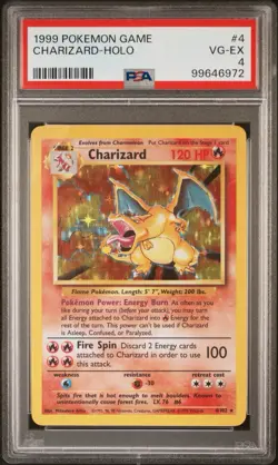 1999 POKEMON BASE SET UNLIMITED #4 CHARIZARD-HOLO PSA 4 - Image 1