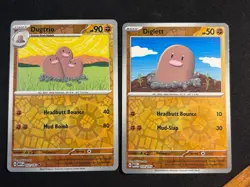 Pokemon 151 - Diglett - 050/165 + Dugtrio - 051/165 - NM - Reverse Holo Set - Image 1