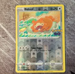 Pokemon Bidoof Pokemon GO 059/078 Common Reverse Holo Peelable Ditto 2022 - Image 1