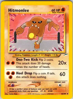 Hitmonlee 042/105 Neo Destiny Pokemon NM Unlimited - Image 1