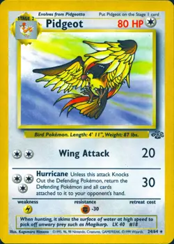PIDGEOT 24/64 RARE JUNGLE POKEMON UNLIMITED MP - Image 1