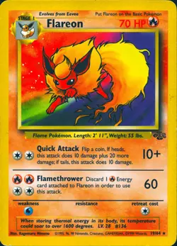 FLAREON 19/64 RARE JUNGLE POKEMON UNLIMITED MP - Image 1