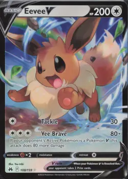 Pokemon TCG - Eevee V 108/159 Holo Rare V Crown Zenith - 1015 - Image 1