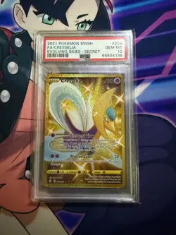 2021 Pokemon Evolving Skies SHINY CRESSELIA Gold Secret 228/203 PSA 10 GEM MINT - Image 1