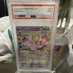 Pokemon Sv: Prismatic Evolutions Espeon ex 034/131 Double Rare Holo PSA 9 2025 - Image 1