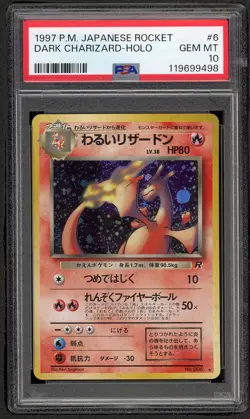 PSA 10 Gem Mint Dark Charizard Holo #6 1997 Pokemon Japanese Team Rocket Card - Image 1
