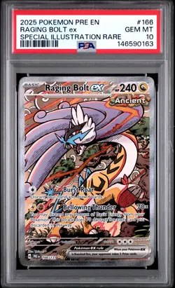 2025 POKEMON PRE EN-PRISMATIC EVOLUTIONS #166 RAGING BOLT EX PSA 10 - Image 1