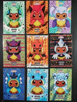 Pokemon Let's Go Eevee Database Set Eevee Poncho GOLD HOLO SET 9 Cards Peru - Image 1