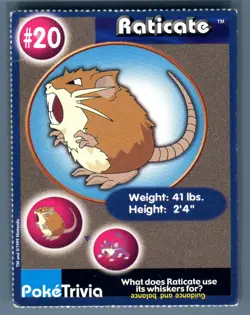 Pokemon PokeTrivia Raticate #20 Mewtwo Strikes Back Movie Scene No. 2 Card - Image 1