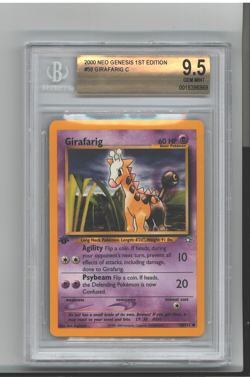1ST Edition GEM MINT 9.5 2000 Pokemon Card Neo Genesis n Girafarig C 60 HP - Image 1