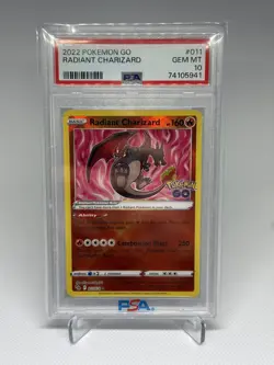 Radiant Charizard 011/078 Pokemon GO Holo Pokemon Card PSA 10 - Image 1