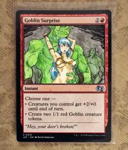 Goblin Surprise Altered Art Hand Painted MTG Magic the Gathering Anime Girl - Image 1