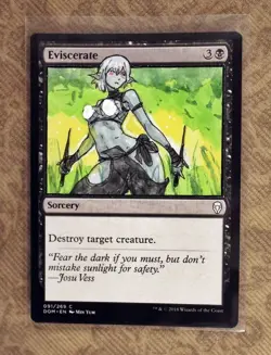 Eviscerate Altered Art Hand Painted MTG Magic the Gathering Anime Dark Elf Girl - Image 1