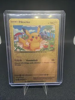 Pokemon Pikachu 70hp Gold Foil Fan Art Collector Card TCG - Image 1