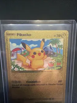 Pokemon Pikachu 70hp Gold Foil Fan Art Collector Card TCG - Image 2