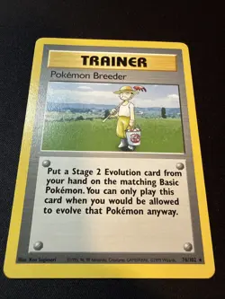 Pokemon TCG Trainer: Pokemon Breeder Base Set Rare Unlimited 76/102 - Image 1