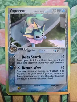 Vaporeon delta EX11: EX Delta Species (18/113) Holo Rare Pokemon Card DMG - Image 1