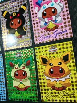 Pokemon Let's Go Eevee Database Peru Poncho GOLD HOLO Set Eeveelutions US Seller - Image 2