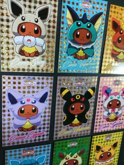 Pokemon Let's Go Eevee Database Peru Poncho GOLD HOLO Set Eeveelutions US Seller - Image 3