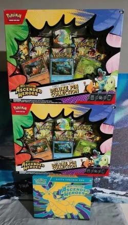 Pokemon Ascended Heroes ETB And 2x Pin Collection - Image 1