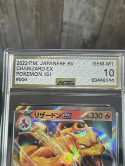 AGS GEM MINT 10 🔥 2023 Japanese Charizard EX #006 Pokemon 151 Holo Slab - Image 2