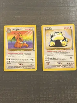 Vintage Pokemon Card Lot WOTC Fossil Dragonite 19/62 Jungle Snorlax 27/64 - Image 1