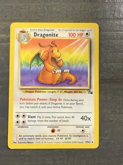 Vintage Pokemon Card Lot WOTC Fossil Dragonite 19/62 Jungle Snorlax 27/64 - Image 4